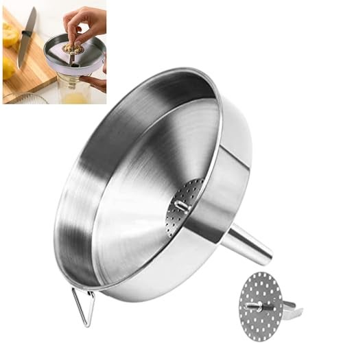 THW® Stainless Steel Large Funnel (16 cm) with Detachable Strainer Filter for Cooking Oil and Transmission Liquid and Powder - Image 1