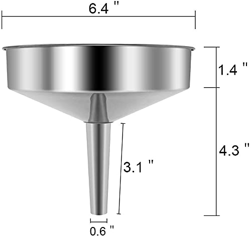 THW® Stainless Steel Large Funnel (16 cm) with Detachable Strainer Filter for Cooking Oil and Transmission Liquid and Powder - Image 2