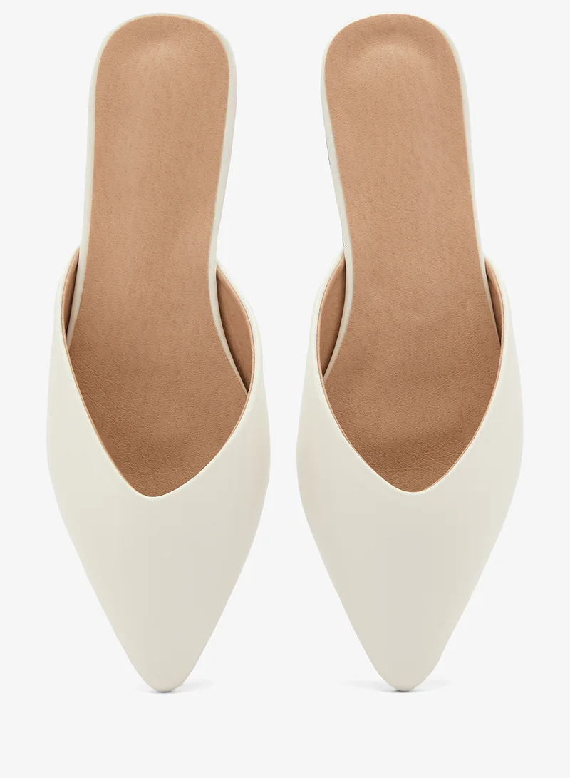 Ella White Classic PU Mules for Women | Best Price UAE