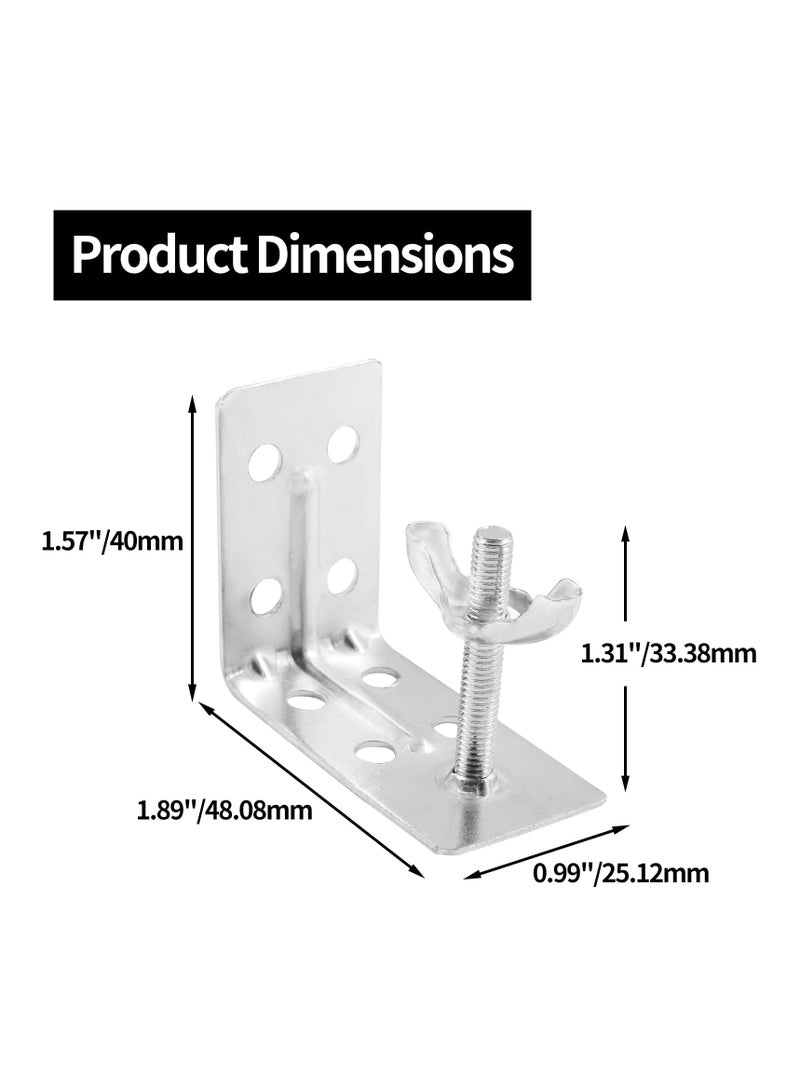 SYOSI, 4 Pcs Corner Braces, Silver L Brackets for Mounting Shade, Wall Mount Angle Connector Brackets for Wood Bamboo Shelf, Wardrobes, Cabinets with Screws - Image 4