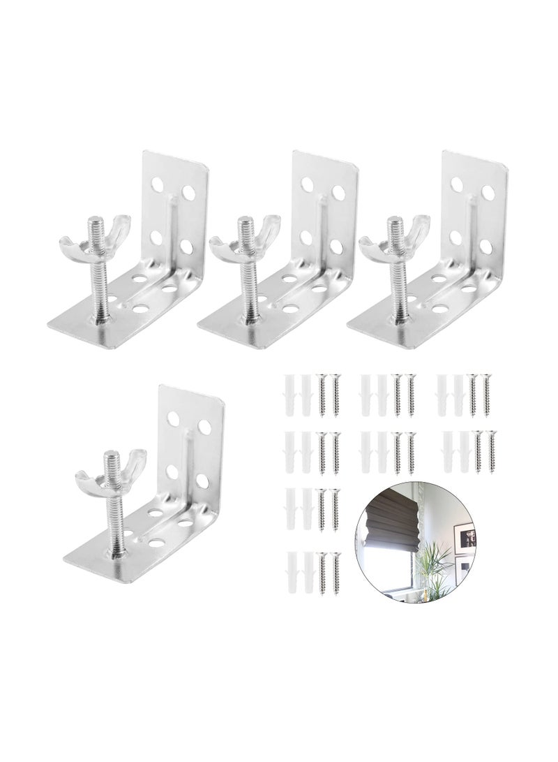 SYOSI, 4 Pcs Corner Braces, Silver L Brackets for Mounting Shade, Wall Mount Angle Connector Brackets for Wood Bamboo Shelf, Wardrobes, Cabinets with Screws - Image 1