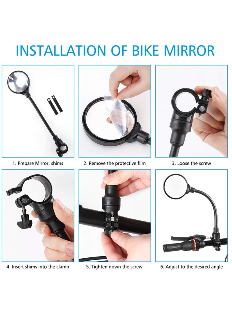 KASTWAVE 2 PCS Bike Mirror, Bicycle Accessories for Adult Bikes, Adjustable Rotatable Rear View Convex Rear View Mirror Accessories, Bicycle Mirrors Handlebars for Mtb, Outdoors, Cycling - Image 5