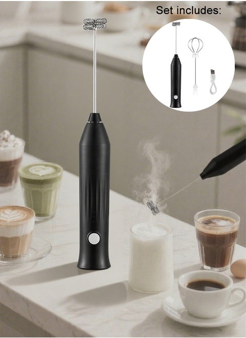 Wireless Milk Frother for Coffee Lovers-3 Adjustable Speed Foam Maker with  Low Noise Operation, Large Battery & Type-C Fast Charging, Perfect for Home and Office Use