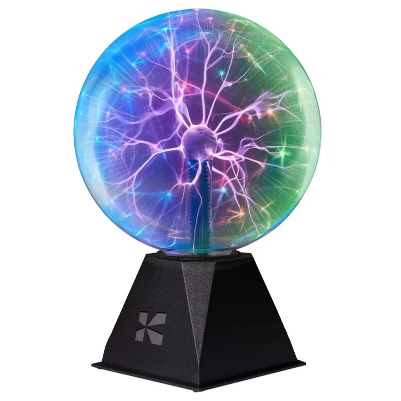 Katzco Katzco Colorful Plasma Ball - 8 Inch Static Electricity in a Vacuum Pressurized Glass Globe - Multicolored, Nebula, Thunder Lightning, Plug-in for Parties, Decorations, Prop, Home, STEM  - Image 1