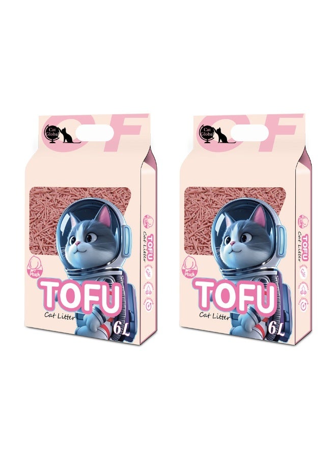 Tofu Cat Litter - Fast Clumping, Flushable, Ultra Absorbent, Low Dust, Fresh Scented, Odor Control, 6L, 2 Pack - Image 1