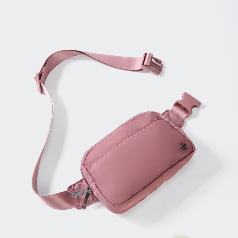 Pander Everywhere Belt Bag for Women, 5 Zipper Pockets Nylon Crossbody Fanny Pack Purse (Dune Pink) - Image 2