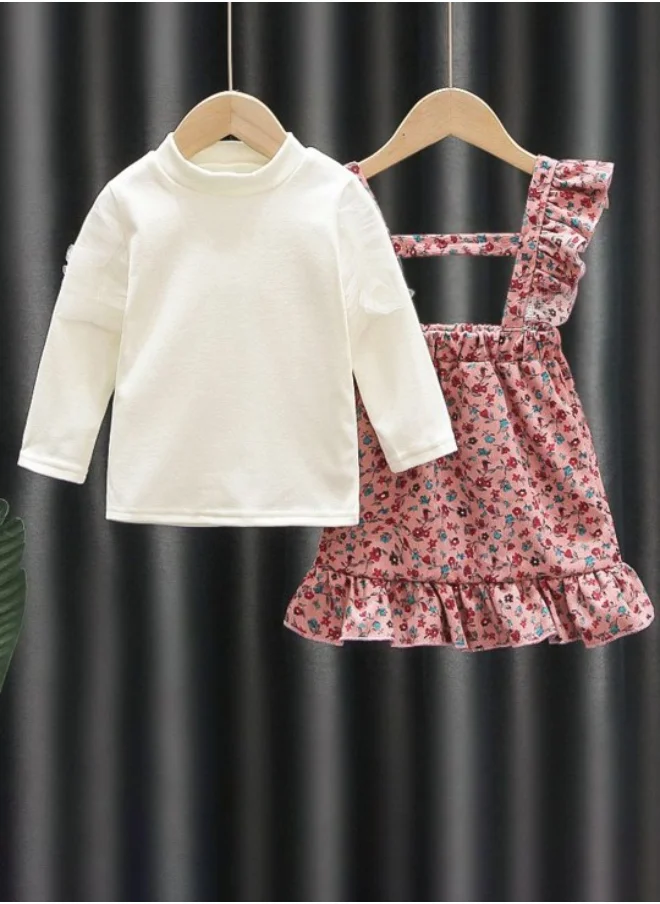 YUNIQEE Peach A-Line Square Neck Floral Dress