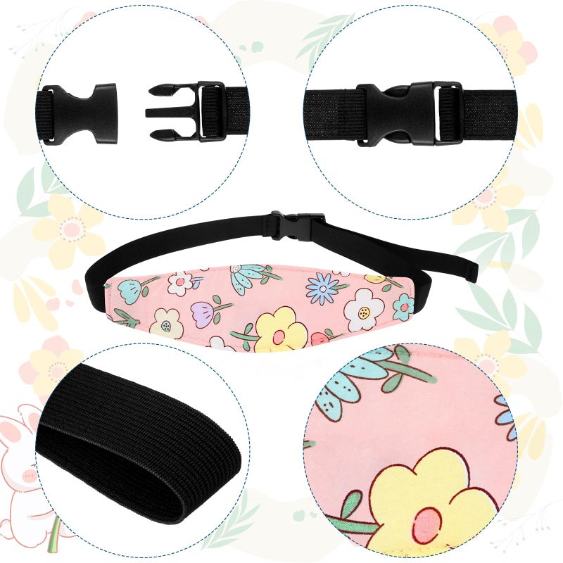 Hestya 2 Pieces Baby Car Seat Head Straps, Carseat Head Support for Toddler Holder Band Headrest, Stroller Sleeping Headrest Neck Relief for Kids Children Toddler Infant(Classic Flower) - Image 3