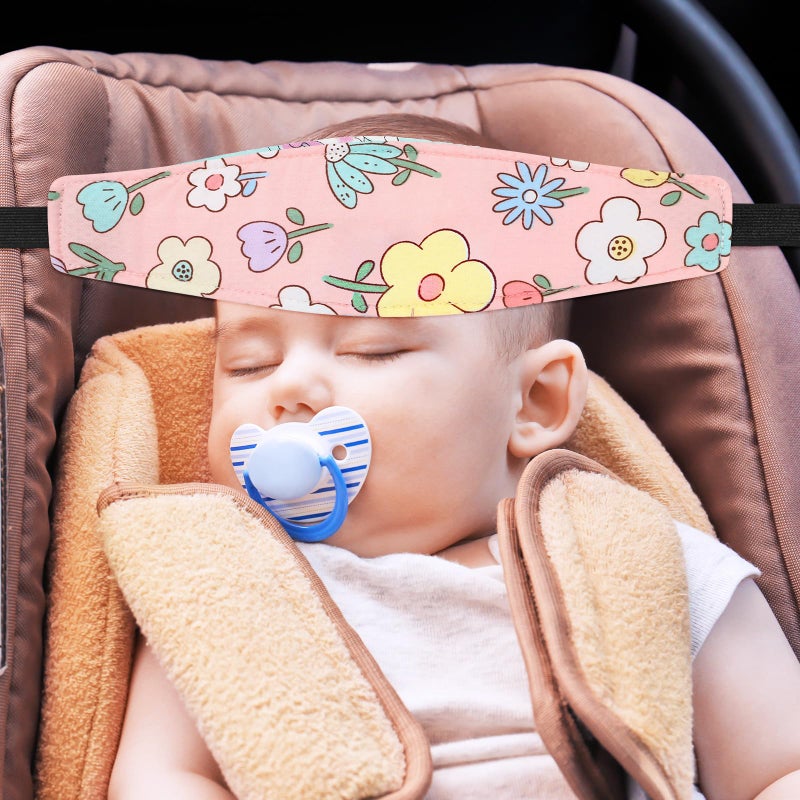 Hestya 2 Pieces Baby Car Seat Head Straps, Carseat Head Support for Toddler Holder Band Headrest, Stroller Sleeping Headrest Neck Relief for Kids Children Toddler Infant(Classic Flower) - Image 5