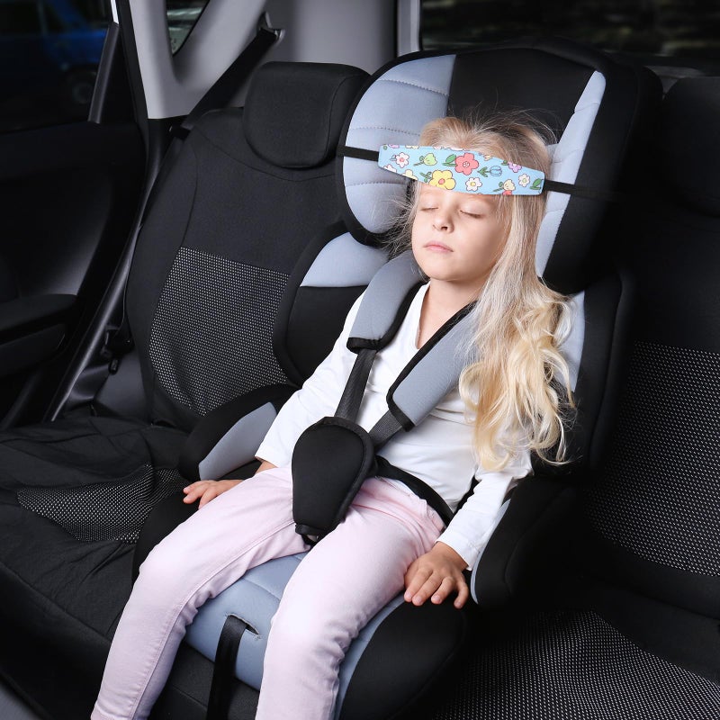 Hestya 2 Pieces Baby Car Seat Head Straps, Carseat Head Support for Toddler Holder Band Headrest, Stroller Sleeping Headrest Neck Relief for Kids Children Toddler Infant(Classic Flower) - Image 4