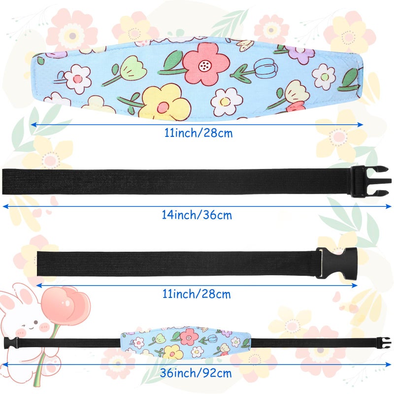 Hestya 2 Pieces Baby Car Seat Head Straps, Carseat Head Support for Toddler Holder Band Headrest, Stroller Sleeping Headrest Neck Relief for Kids Children Toddler Infant(Classic Flower) - Image 2
