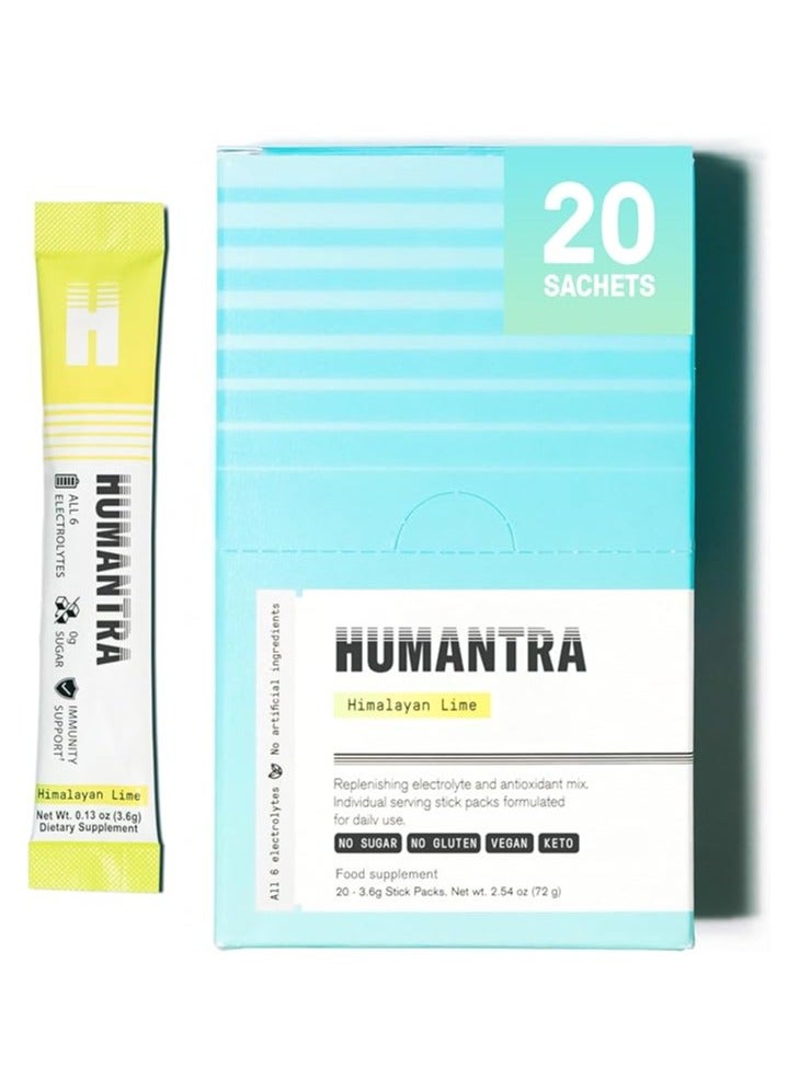 Humantra Himalayan Lime Hydration Packets Zero Calorie Zero Sugar Electrolyte Hydration Multiplier w/Essential Minerals Boost Immune And Metabolic Functions Electrolytes Powder Immune Support - Image 1