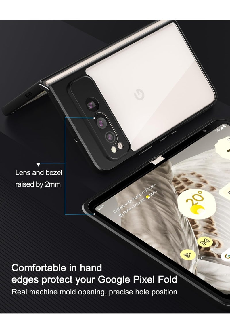 سيوسي حافظة Google Pixel Fold 2023، حافظة هاتف واقية مقاومة للصدمات، غطاء رفيع رفيع مع ظهر شفاف لهاتف Google Pixel Fold 2023، خفيف الوزن، واقي مضاد للخدش، يدعم الشحن اللاسلكي - Image 2