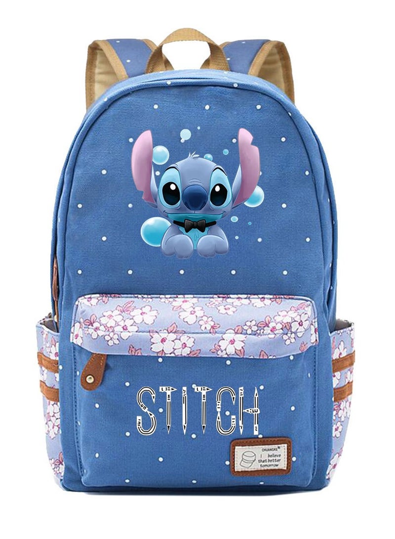 Stitch Printed Youth Casual Woven Strap Backpack