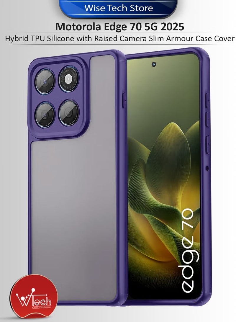 دبليو تيك غطاء حماية رفيع لهاتف Motorola Edge 70 5G 2025 من السيليكون المدمج TPU مع إطار مرتفع للكاميرا (MCAPSA) - شفاف/أرجواني