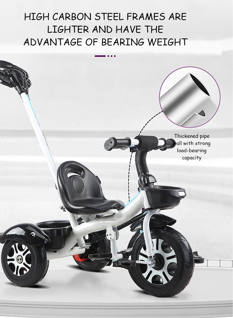 MaBaby Tricycles for Kids, with Storage Basket, Adjustable Seat and Parent Push Handle, Children Trike for 1-6 Years Boys and Girls, Balance Bike for Indoor Outdoor - Image 5