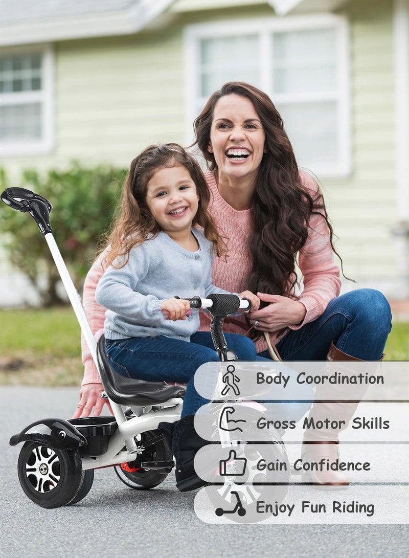 MaBaby Tricycles for Kids, with Storage Basket, Adjustable Seat and Parent Push Handle, Children Trike for 1-6 Years Boys and Girls, Balance Bike for Indoor Outdoor - Image 4