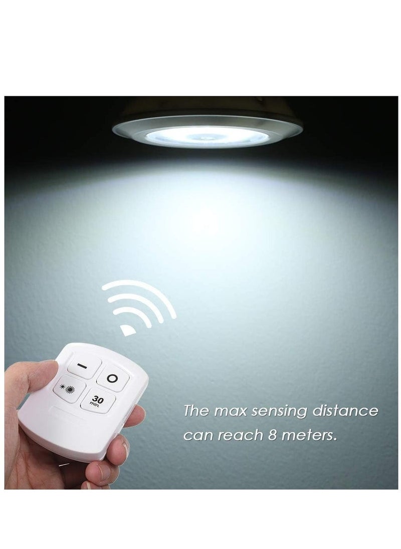 1 واط COB LED ضوء دائري 6 عبوات مع جهاز تحكم عن بعد قابل للتعديل في السطوع لاسلكي قابل للتعتيم تحكم باللمس إضاءة تحت الخزائن تعمل بالبطارية. (أبيض، 6 عبوات 01) - Image 3