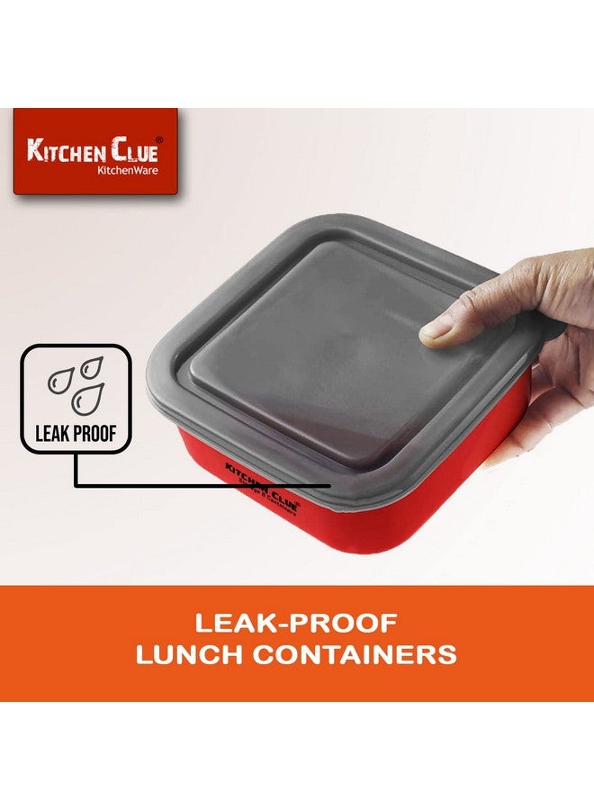 KITCHEN CLUE Stainless Steel Lunch Container/Microwave Safe Re-Heating Boxes - Pack of 3 Pcs, 800 ML Each - Airtight & Leak-Proof Lids - Black Transparent Lids - Kitchen Utility Storage Containers - Image 3