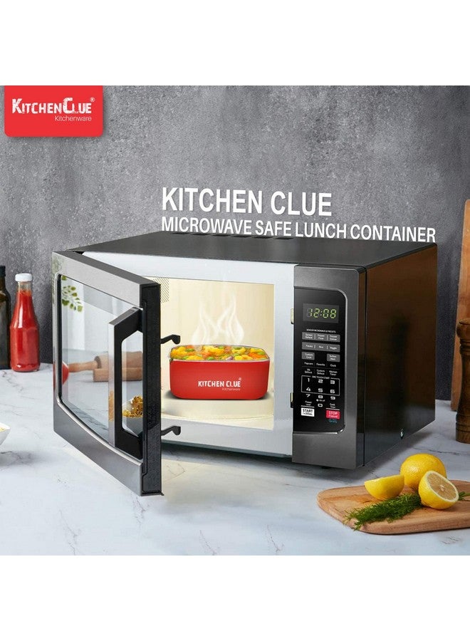 KITCHEN CLUE Stainless Steel Lunch Container/Microwave Safe Re-Heating Boxes - Pack of 3 Pcs, 800 ML Each - Airtight & Leak-Proof Lids - Black Transparent Lids - Kitchen Utility Storage Containers - Image 4