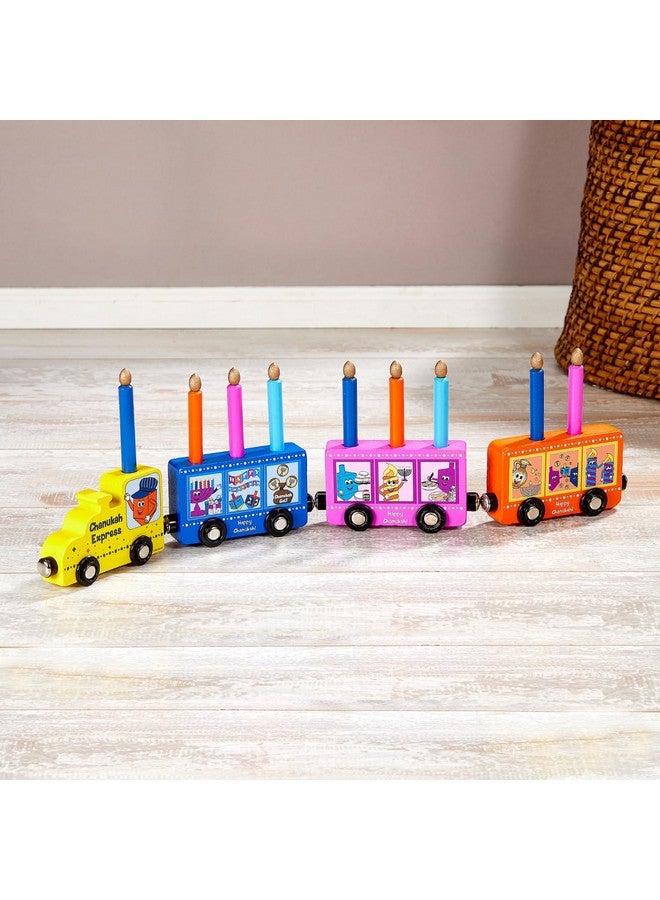 Rite Lite Hanukkah Train Menorah With Removable Wooden Candles | Colorful Chanukah Gifts, Decorations, Centerpiece, Jewish Holiday Party Favors Decor 16.50" L - Image 2