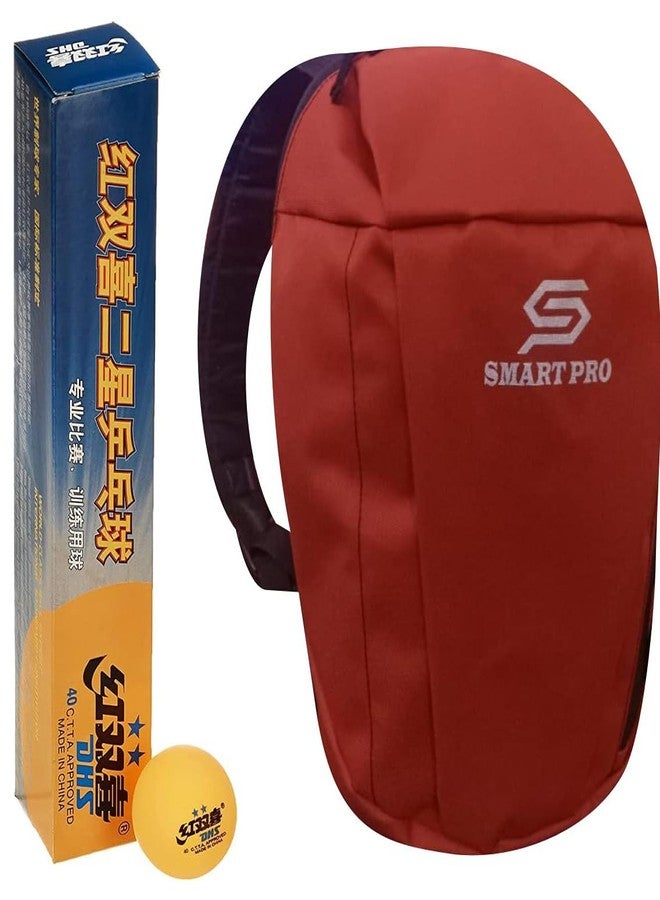 DHS TT Ball 40MM 2 Star Orange (6 Pcs Box) 54 PCS with Smart PRO TT Special Cover Speed MEHROON - Image 2