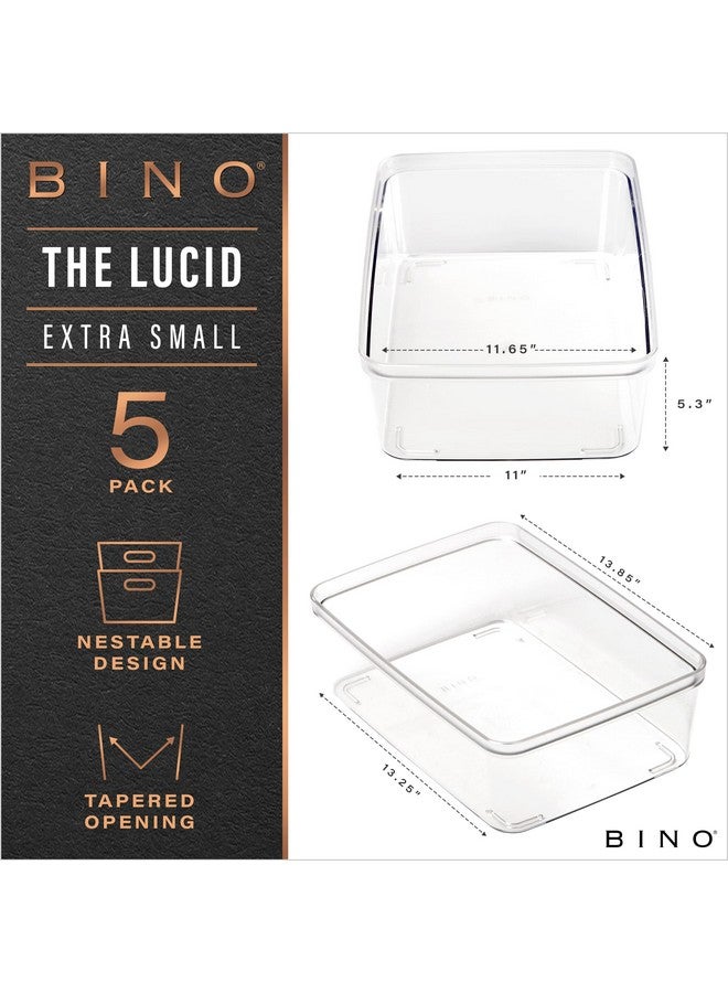 BINO BINO | Plastic Storage Bins, X-Small - 5 Pack | THE LUCID COLLECTION | Multi-Use Built-In Handles BPA-Free Clear Storage Containers | Fridge Organizer | Pantry & Home Organization - Image 2