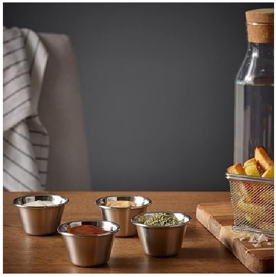 Dynore Set of 12 Snacks Set - 6 Plates and 6 Sauce Cup, Silver, Medium (DS_1121) - Image 4