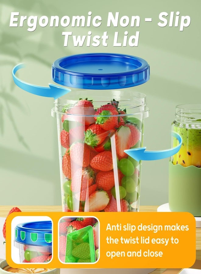 BiuLeon 6 Pack-34 oz Freezer Storage Containers, Plastic Food Storage Containers with Twist Top Lids, BPA Free and Reusable Soup Containers with Lids, Leakproof/Microwave/Dishwasher Safe - Image 3