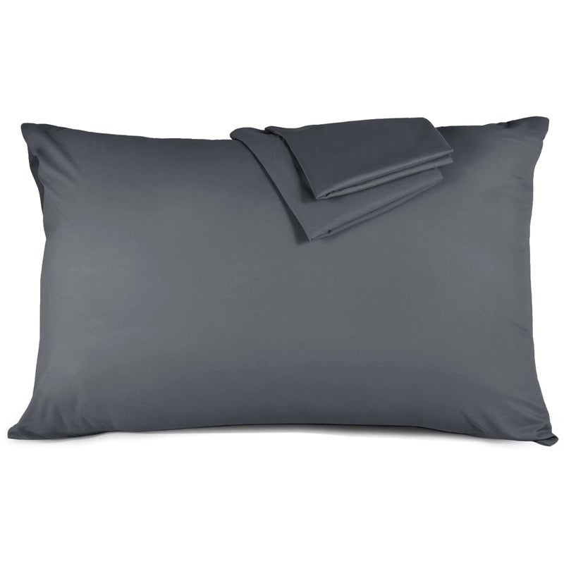 Hafaa Pillow Cases 2 Pack Brushed Microfiber Plain Pillow Cases with Envelop Closure  Wrinkle  Fade Resistant Pillow Cover Charcoal 48x74 cm