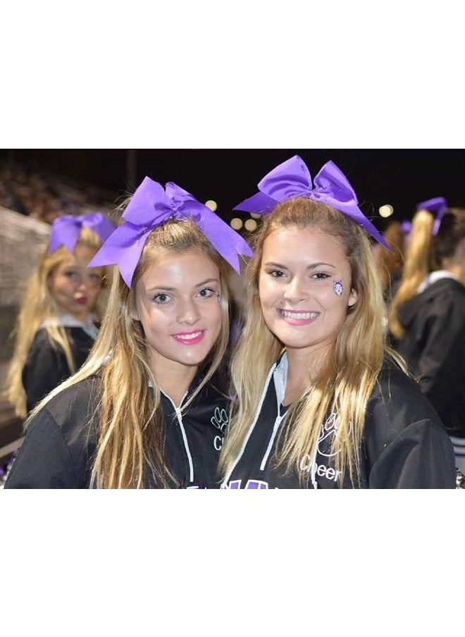 Kenz Laurenz 7" Jumbo Cheer Bow Big Hair Bows with Ponytail Holder Large Classic Accessories for Teens Women Girls Softball Cheerleader Sports Elastics Ties Handmade by Kenz Laurenz (Purple)  - Image 2