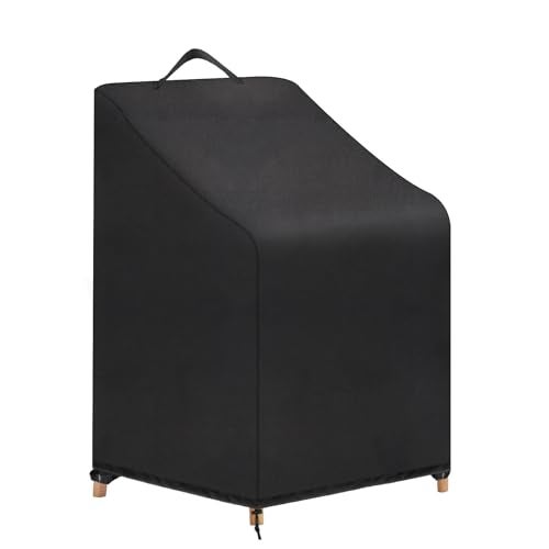 Klmnop Stackable Patio Chair Cover Heavy Duty 600D Waterproof Outdoor Chair Covers UV Resistant for 4 6 Stackable Dining Chairs Lawn Garden Furniture Covers28 x 36 x 47 Inch - Image 1