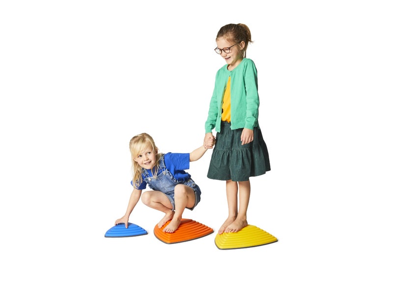 GONGE River Stones - The Original Kids Play Stepping Stones for Balance and Coordination, Non-Slip bottom, Stackable, for Indoor and Outdoor, Set of 6 - Vibrant - Image 5