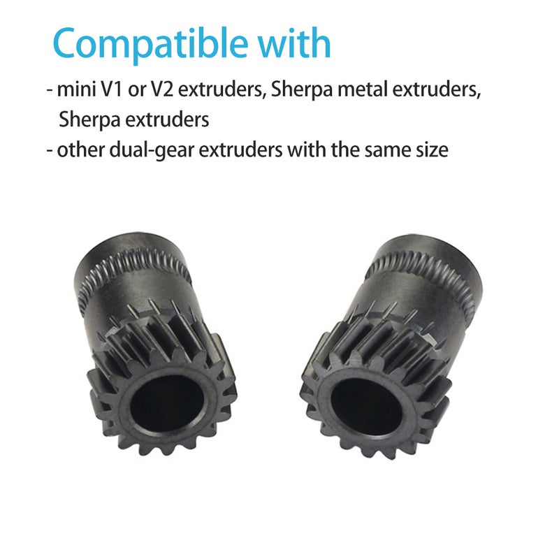 2PCS Helical Gear Dual-gear Extruder Gear Replacement High strength Die Steel Material Extrusion Wheels Better Meshing Performance Upgraded 3d Printer Parts Compatible with mini V1/ V2 Double Gear / - Image 5