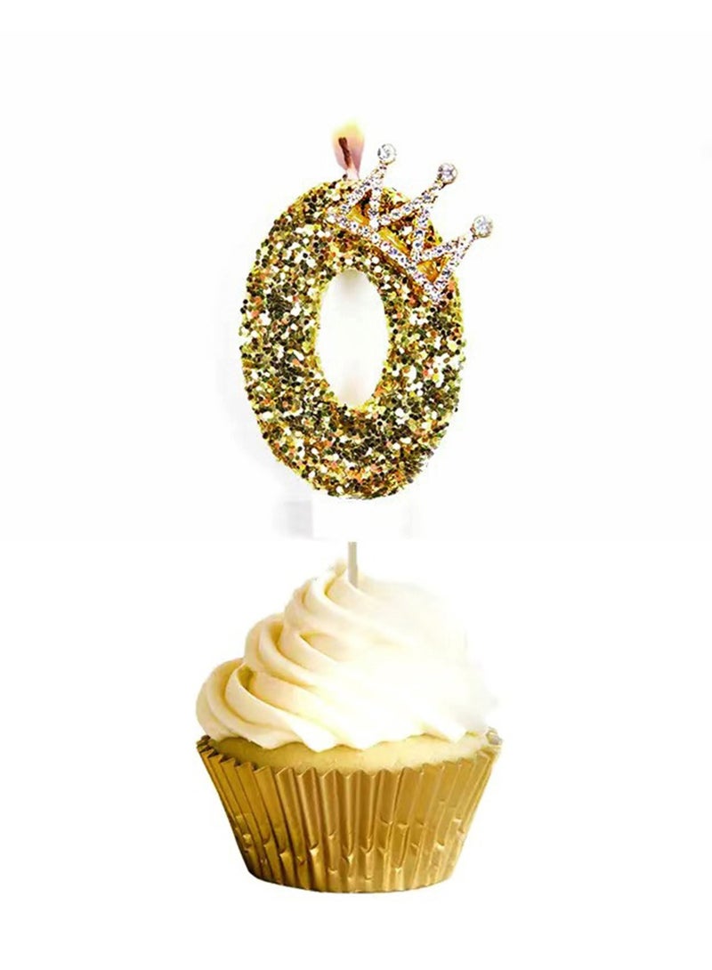 AVACraft Birthday Candle for Cake ,Gold Happy Birthday Candle, Cake Topper Decoration for Birthday Party,(Number 0)  - Image 1
