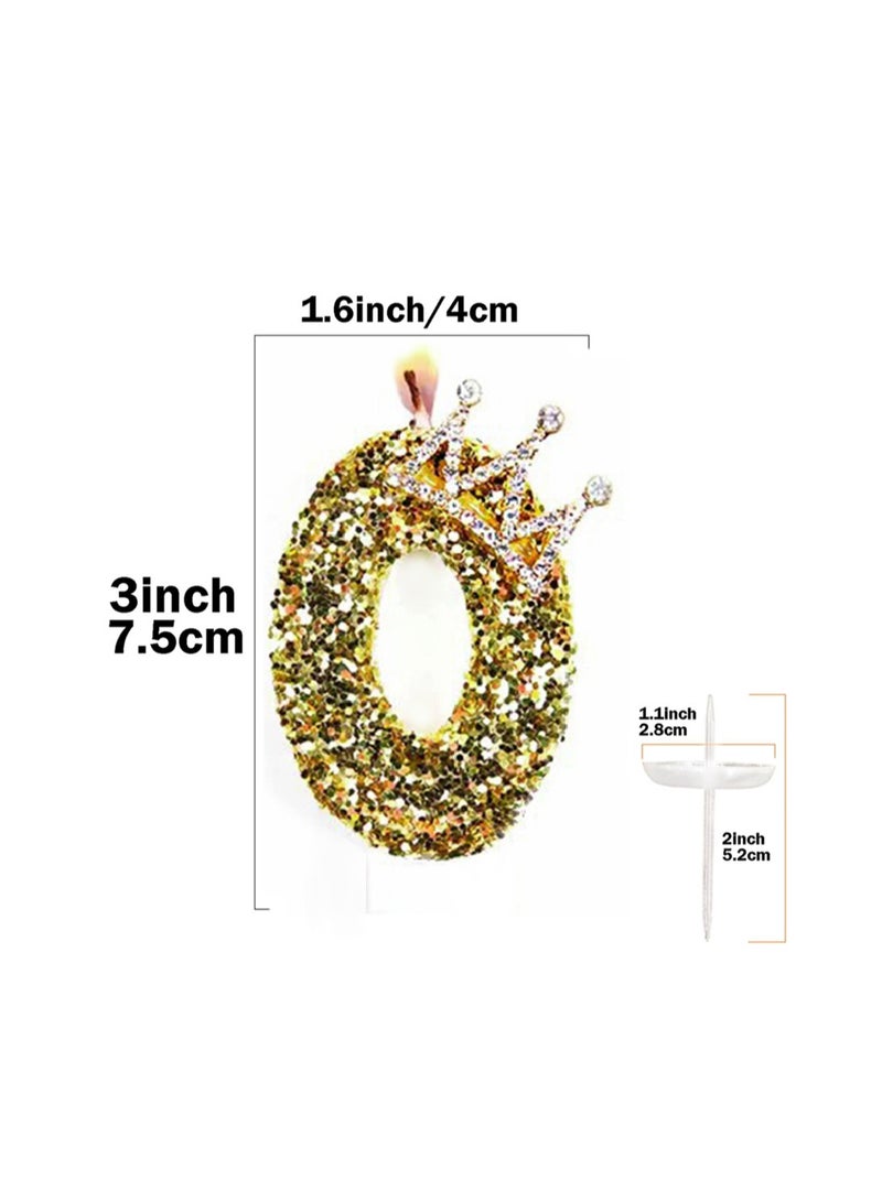 AVACraft Birthday Candle for Cake ,Gold Happy Birthday Candle, Cake Topper Decoration for Birthday Party,(Number 0)  - Image 2