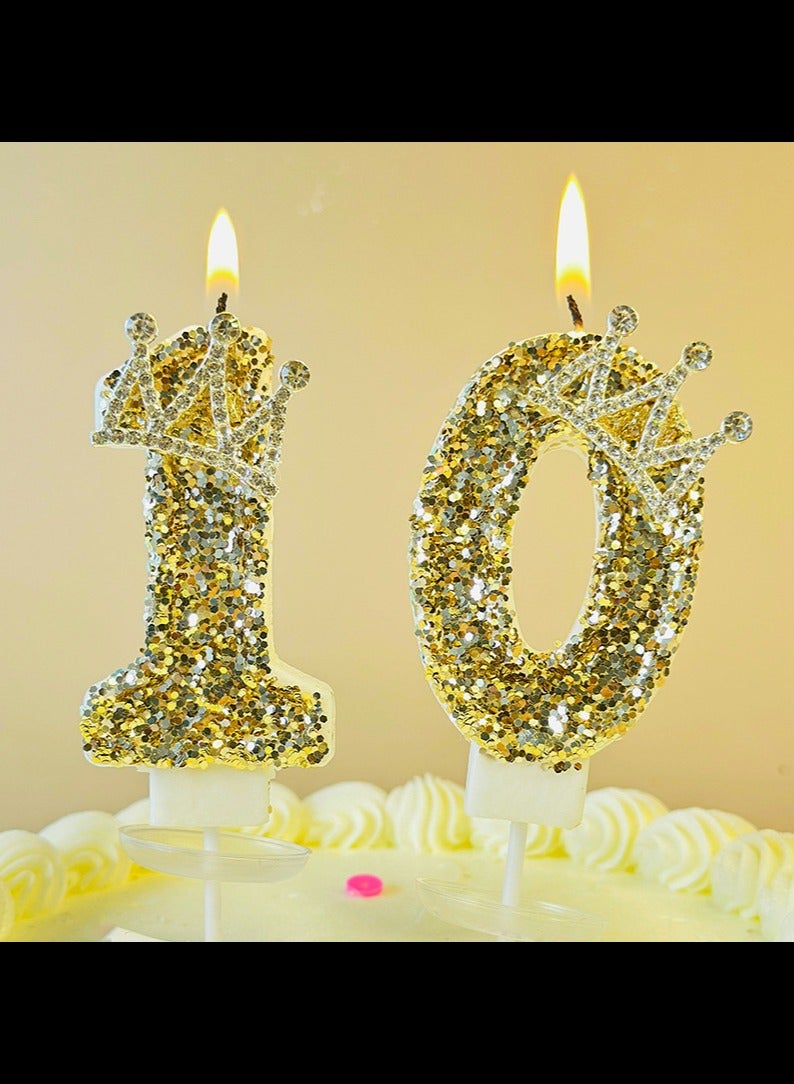 AVACraft Birthday Candle for Cake ,Gold Happy Birthday Candle, Cake Topper Decoration for Birthday Party,(Number 0)  - Image 3
