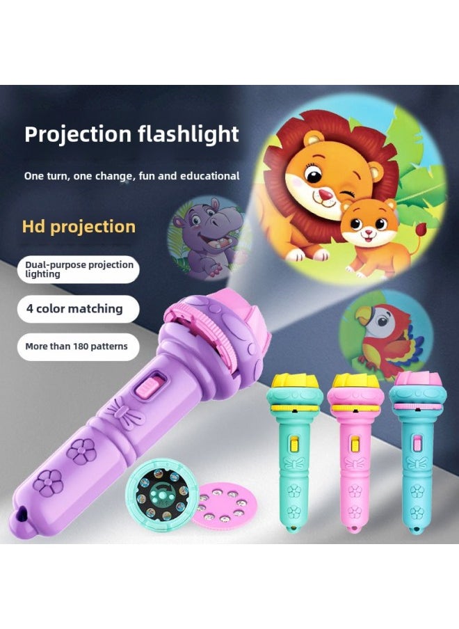 Generic - Projection Flashlight Children's Luminous Flashlight Early Education Cognitive A Variety Of Animal Patterns Bedtime Educational Toys-Color:Purple - Image 1