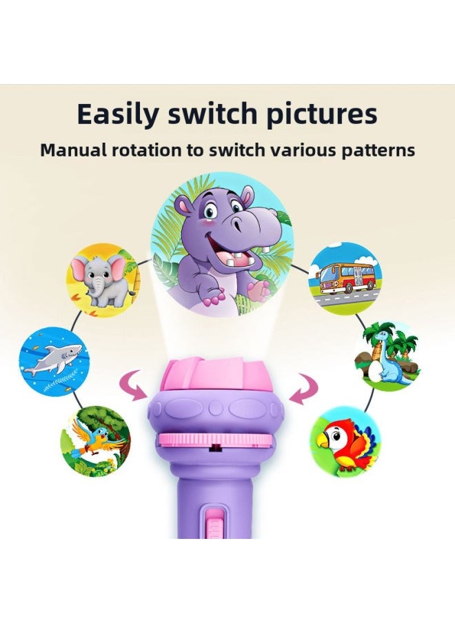 Generic - Projection Flashlight Children's Luminous Flashlight Early Education Cognitive A Variety Of Animal Patterns Bedtime Educational Toys-Color:Purple - Image 1