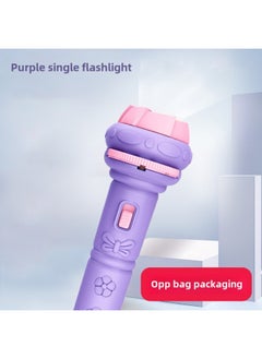 Projection Flashlight Children's Luminous Flashlight Early Education Cognitive A Variety Of Animal Patterns Bedtime Educational Toys-Color:Purple