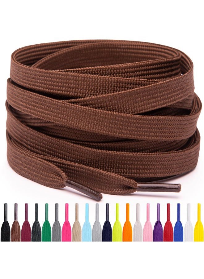 Miscly Flat Shoe Laces for Sneakers, Multiple Lengths and Colors Available, Brown, 27″ (69 CM) - Image 1