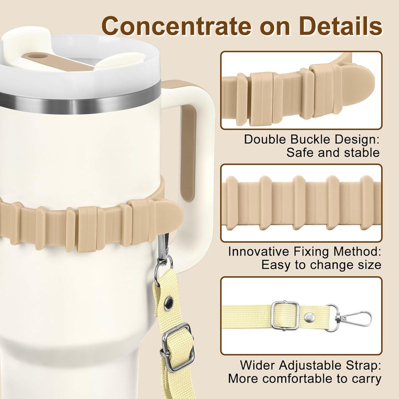 Water bottle holder with shoulder strap for water bottle accessories, adjustable shoulder strap, compatible with Stanl-ey Tum-bler, Ow-ala, Hydroflask, YE-TI, etc. - Image 5