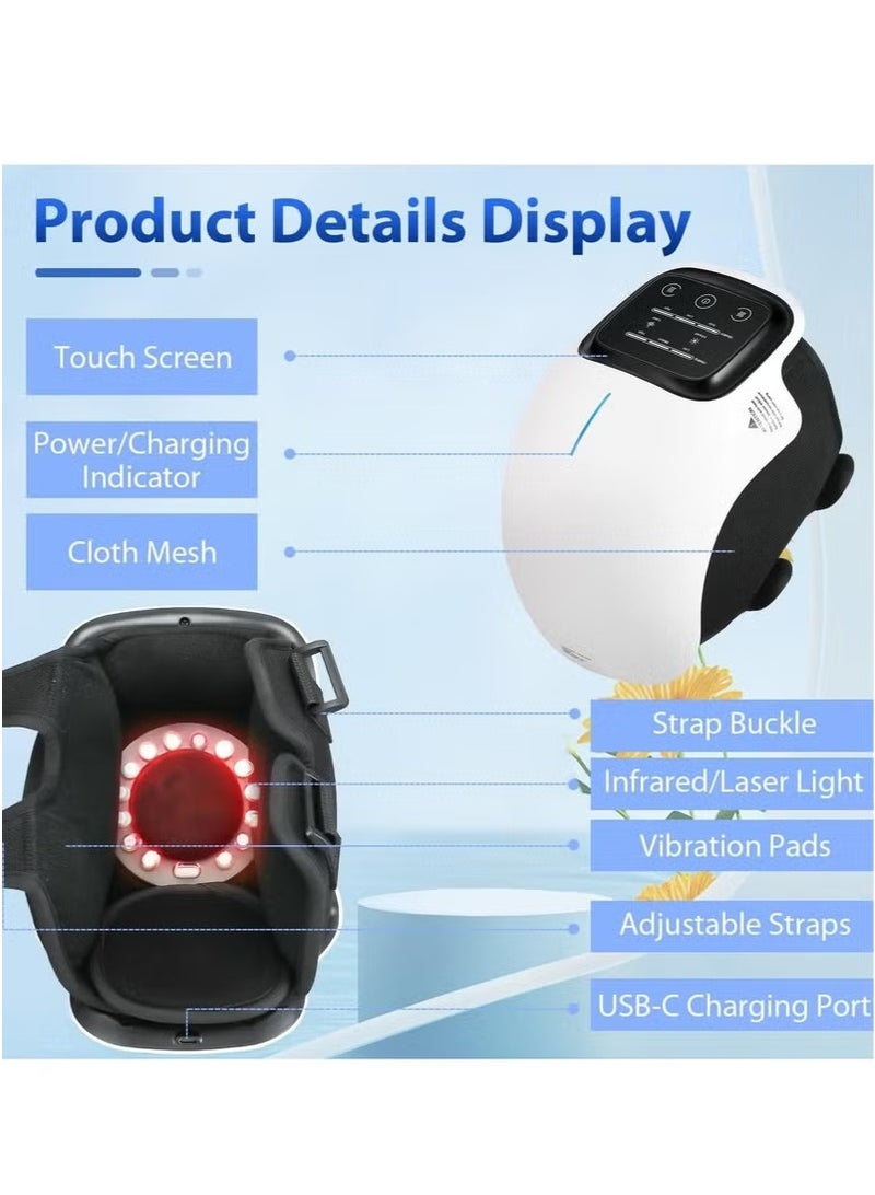 جهاز تدليك للركبة الكهربائية مع التدفئة والاهتزاز-قابلة للشحن المحمولة جهاز تدليك للركبة لآلام المفاصل ، وتخفيف الإصابات ، وتورم وصلابة / التدفئة الفعالة والعلاج بالاهتزاز للراحة - Image 5