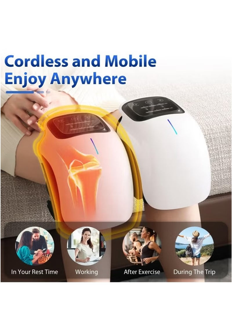 جهاز تدليك للركبة الكهربائية مع التدفئة والاهتزاز-قابلة للشحن المحمولة جهاز تدليك للركبة لآلام المفاصل ، وتخفيف الإصابات ، وتورم وصلابة / التدفئة الفعالة والعلاج بالاهتزاز للراحة - Image 4