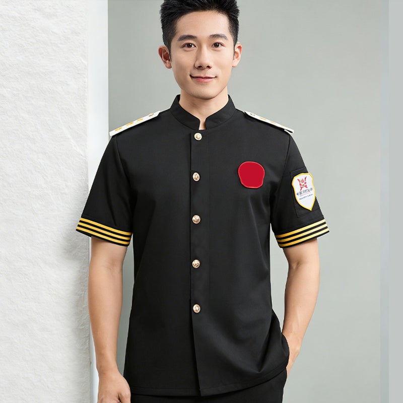 Chef Work Clothes, Short-Sleeved, Thin, Breathable, Quick-Drying, Summer Kitchen Clothing, High-End Catering Chef Uniforms - Image 1