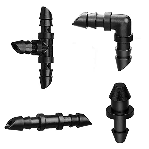 JAYEE Irrigation Fittings Kit for 1/4" Tubing 110 Piece Set - 50 Couplings,30 Tees, 20 Elbows, 10 End Plugs - Barbed Connectors for Drip or Sprinkler Systems - Image 1