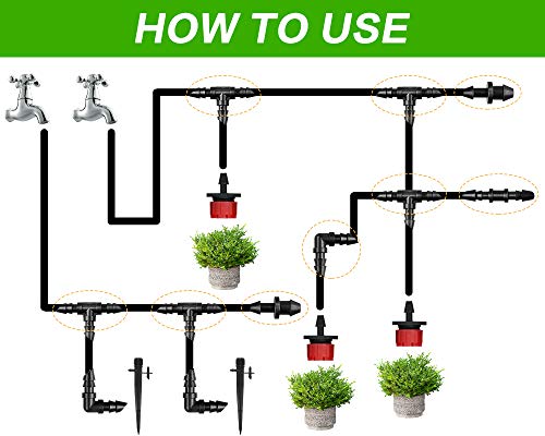 JAYEE Irrigation Fittings Kit for 1/4" Tubing 110 Piece Set - 50 Couplings,30 Tees, 20 Elbows, 10 End Plugs - Barbed Connectors for Drip or Sprinkler Systems - Image 5