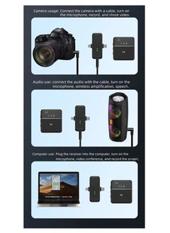 MOCOM 3in1 Wireless Lavalier Microphone iPhone and Type-C Plug Play Wireless Mic with 2 Microphone Noice cancelling for Vlog/Online Teaching/Live/Recording High quality Noise Reduction Effect  - Image 4