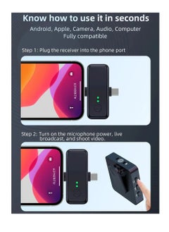 MOCOM 3in1 Wireless Lavalier Microphone iPhone and Type-C Plug Play Wireless Mic with 2 Microphone Noice cancelling for Vlog/Online Teaching/Live/Recording High quality Noise Reduction Effect  - Image 5