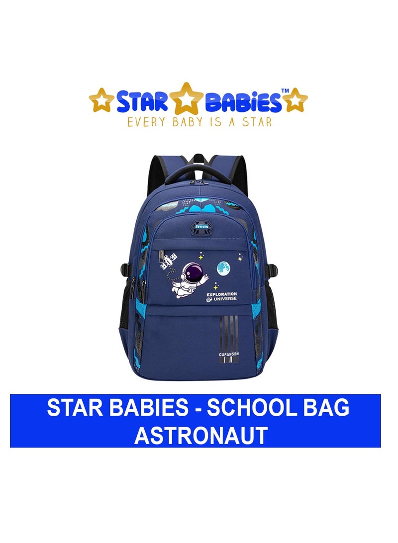 STAR BABiES Star Babies Astronaut Children's Backpack Cute Adjustable Shoulder Strap for Hiking Large - Navy Blue - Image 2